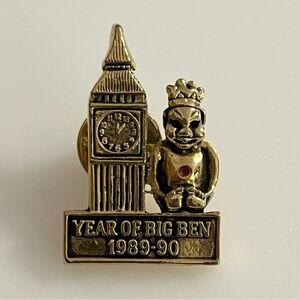 Vintage Year Of Big Ben 1989-90 Gold Tone Pin Brooch